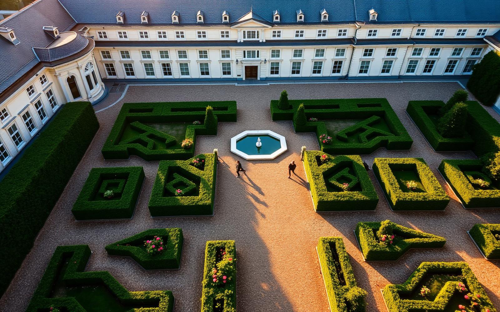 Aerial view of the château gardens